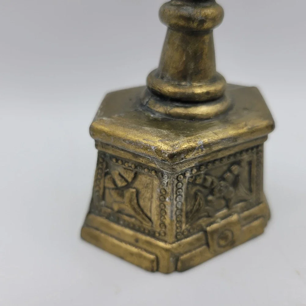Vintage Brass‎ Menorah Candlestick Holder Ornate Octagon Base 5 Candle